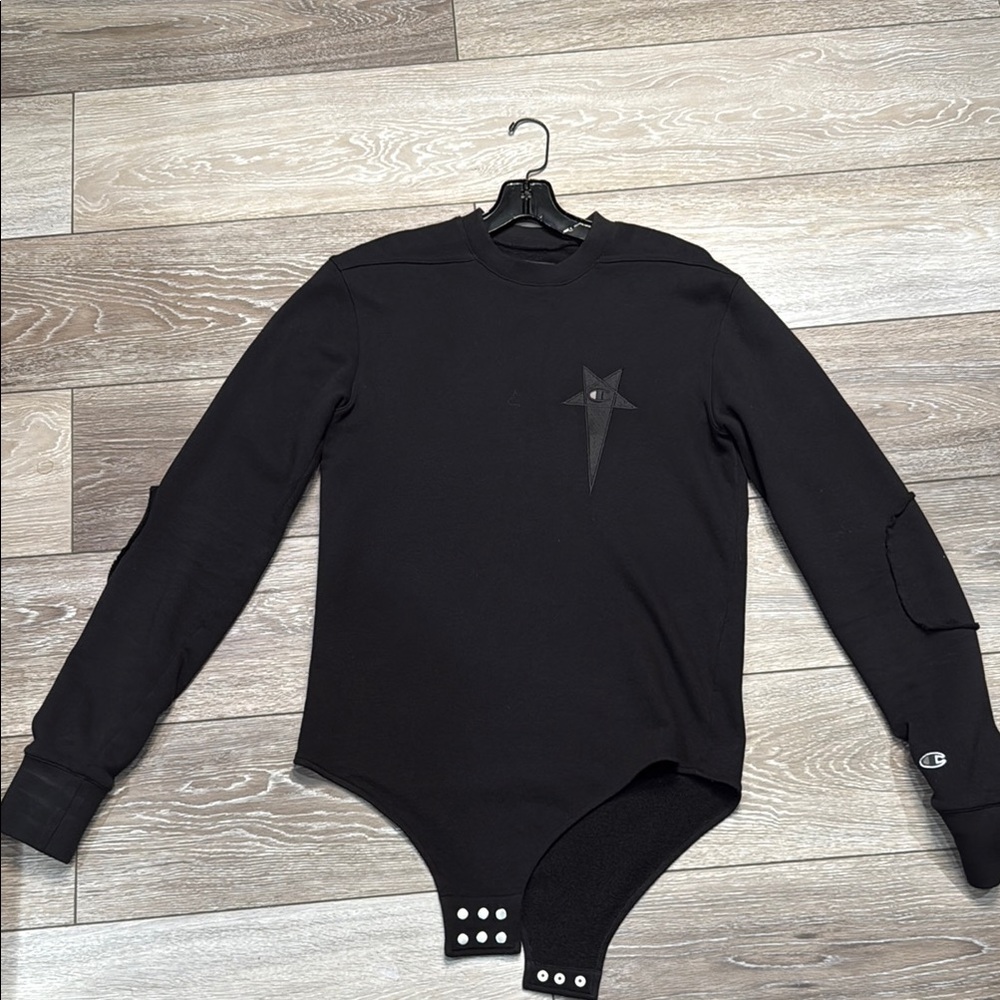 Rick Owen’s/Champion Black Star Long Sleeve Bodysuit